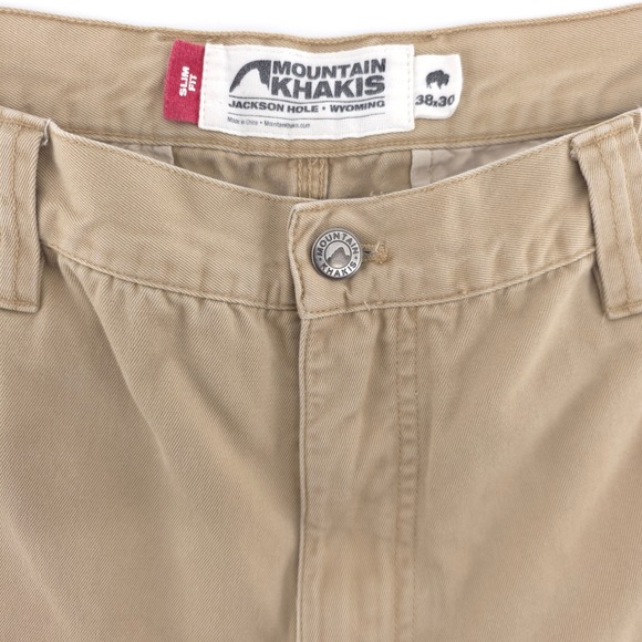 Mountain Khakis Mens Pants Slim Fit 38x30 Tan Cotton Twill Rugged Chino - Picture 5 of 10